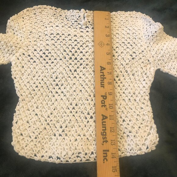 Hand Crochet Peek A Boo LS Top Girls VTG Boho Photo Holiday - Picture 7 of 8
